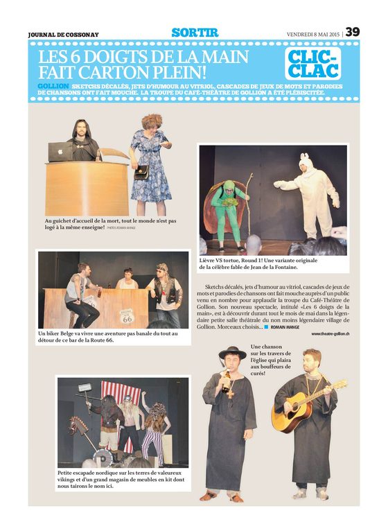 Coupure de presse : Journal de Cossonay, 08.05.2015
