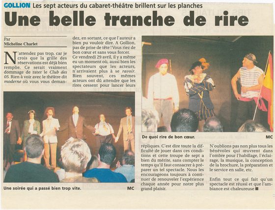 Coupure de presse : Journal de Cossonay, 22.04.2005